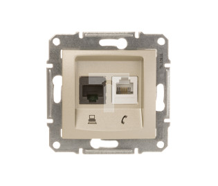 Sedna Gniazdo teleinformatyczne RJ11 RJ45 kat.5e UTP satynowe SDN5100168