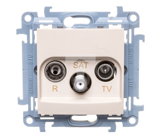 Simon 10 Gniazdo antenowe R-TV-SAT przelotowe kremowe IP20 CASP.01/41