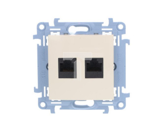 Simon 10 Gniazdo komputerowe podwójne RJ45 kat.6 kremowe C62.01/41