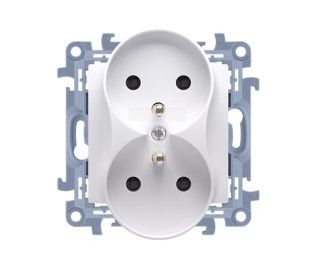 Simon 10 Gniazdo podwójne z/u białe 16A 250V IP20 CGZ2M.01/11