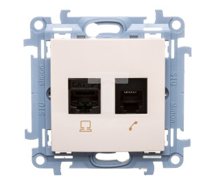 Simon 10 Gniazdo teleinformatyczne RJ45+RJ12 kat.5e kremowe C5T.01/41