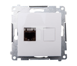 Simon 54 Gniazdo komputerowe pojedyncze RJ45 kat.6 ekranowane z przesłoną białe D61E.01/11