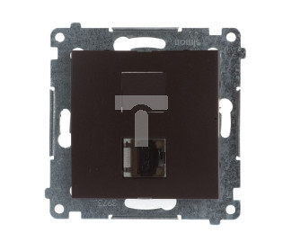 Simon 54 Gniazdo komputerowe pojedyncze RJ45 kat.6 ekranowane z przesłoną brąz mat D61E.01/46