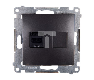 Simon 54 Gniazdo komputerowe pojedyncze RJ45 kat.6 z przesłoną antracyt D61.01/48