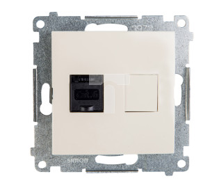Simon 54 Gniazdo komputerowe pojedyncze RJ45 kat.6 z przesłoną kremowe D61.01/41
