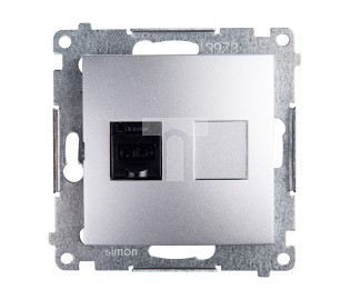 Simon 54 Gniazdo komputerowe pojedyncze RJ45 kat.6 z przesłoną srebrny mat D61.01/43