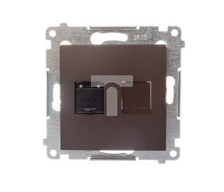 Simon 54 Gniazdo komputerowe pojedyncze RJ45 kat6 z przesłoną brąz mat D61.01/46