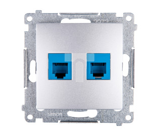 Simon 54 Gniazdo telefoniczne podwójne 2xRJ12 srebrny mat DT2.01/43