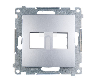 Simon 54 Pokrywa gniazda teleinformatycznego podwójnego 2xRJ Keystone płaska srebrny mat DKP2.01/43