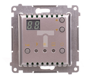 Simon 54 Regulator temperatury z wyświetlaczem z czujnikiem wewnętrznym 16(2) A 230V srebrny mat DTRNW.01/43