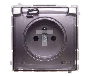 Simon Basic Gniazdo pojedyncze z/u bryzgoszczelne IP44 16A 250V srebrny mat BMGZ1B.01/43A