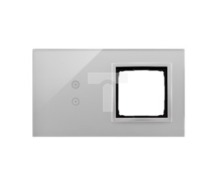 Simon Touch ramki Panel dotykowy S54 Touch, 2 moduły, 2 pola dotykowe pionowe + 1 otwór na osprzęt S54, srebrna mgła DSTR230/71
