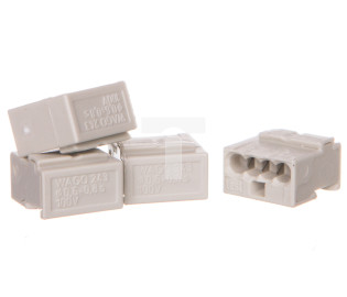 Szybkozłączka do puszek instalacyjnych MIKRO 4x 0,6-0,8mm2 jasnoszara 243-304 /100szt./