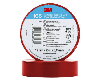 Taśma izolacyjna 19mm x 25m PVC Temflex 165 czerwona 7100184817 /100szt./