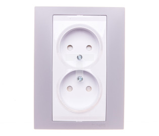Unica Plus Gniazdo podwójne 2P z przesłonami szary alabaster MGU63.063.865