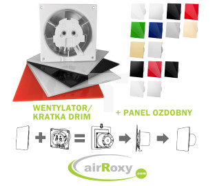 Wentylator dRim /łożysko kulkowe/ 100mm 100 PS z panelami ozdobnymi /dobierz panel/ w wersji z łącznikiem łańcuszkowym 01-061