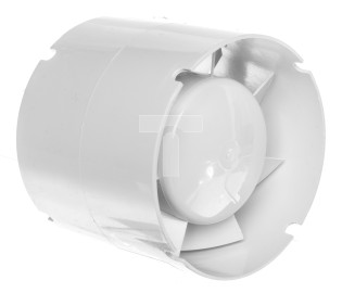 Wentylator kanałowy fi 100 230V 14W 107m3/h 36dB o przepływie mieszanym z timerem biały 100VKO1T