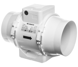 Wentylator kanałowy fi 125 230V 37W 280m3/h 37dB o przepływie mieszanym TT125