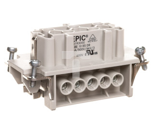 Wkład złącza 10P+PE żeński 16A 500V EPIC H-BE 10 BS 10193000