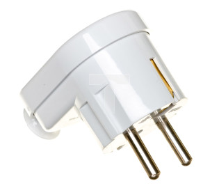 Wtyczka kątowa 16A 2P+Z Uni-Schuko 250V biała WT-16U