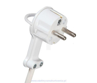 Wtyczka kątowa ULTRA PŁASKA 16A 2P+Z 250V z uchwytem biała WT-16UP