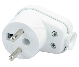 Wtyczka kątowa z uziemieniem 16A 250V biała WT-16 BI