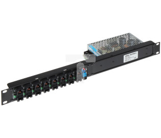 Wysokiej jakości profesjonalny 8-portowy patchpanel PoE z zasilaczem impulsowym, 48V 3,3A 160W, Rack 19” 1U, ZR48-158/POE-8