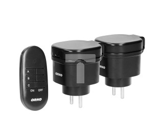 Zestaw bezprzewodowych mini gniazd sterowanych pilotem 2+1, IP44, wersja schuko,OR-GB-441(GS)