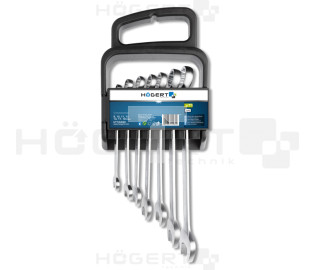 Zestaw kluczy płasko-oczkowych 7 elementy 8-19 mm plastikowa zawieszka CrV DIN 3113 HT1W490