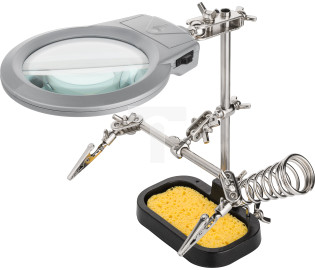 Zestaw trzecia ręka do lutowania 2 uchwyty + lupa z lampą LED 51226