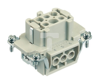 Złącze śrubowe (wkład) (0,75-2,5 mm2) 6+PE żeńskie 500V 16A Han E 09330062701