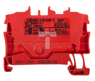 Złączka szynowa 2-przewodowa 1,5mm2 czerwona 2001-1203 TOPJOBS