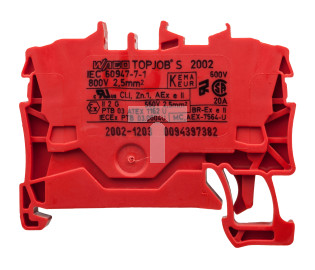 Złączka szynowa 2-przewodowa 2,5mm2 czerwona 2002-1203 TOPJOBS