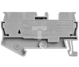 Złączka szynowa 3-przewodowa 0,08-4mm2 szara ST 2,5-TWIN 3031241