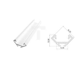 profil ALU katowy 45s biały lakier, dł 1000mm, max szer taśmy 12mm