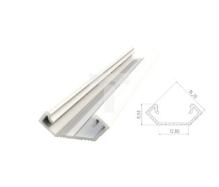 profil ALU kątowy 45st, lakierowany biały, dł. 3000, max szer. taśmy 12mm