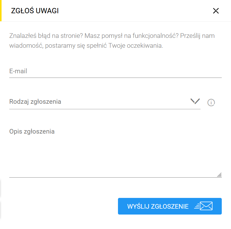 widok zgłoś uwagi