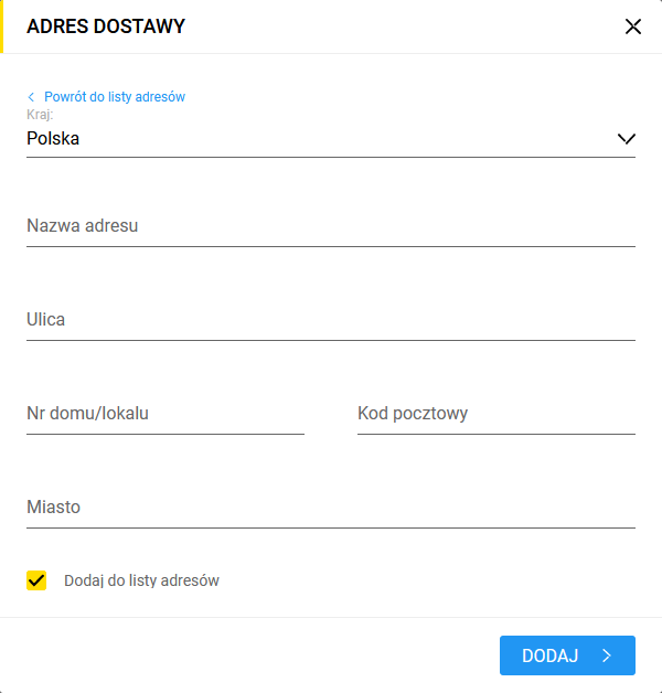 zapamiętaj nowy adres dostawy