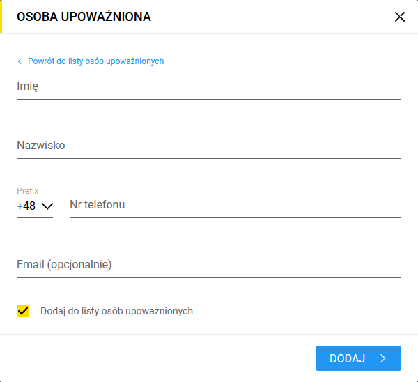 zapamiętaj osobę upowazniona do odbioru