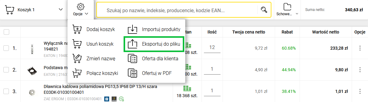 eksport produktów do pliku