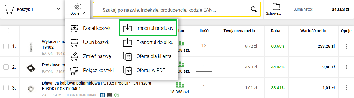 import produktów z pliku
