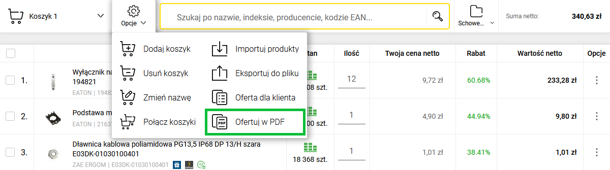tworzenie oferty PDF