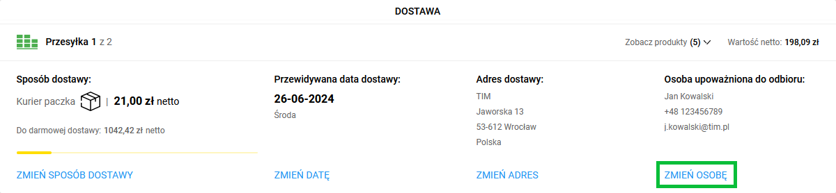 zmiana osoby upoważnionej do odbioru