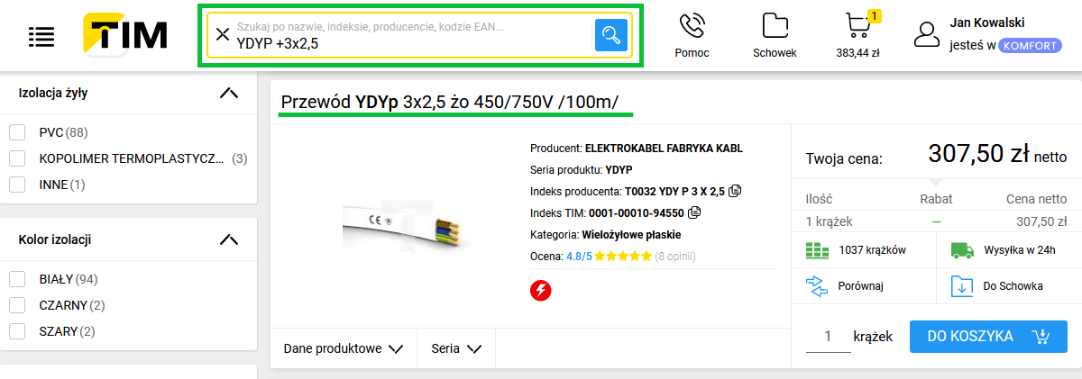wyszukiwanie za pomocą plusa