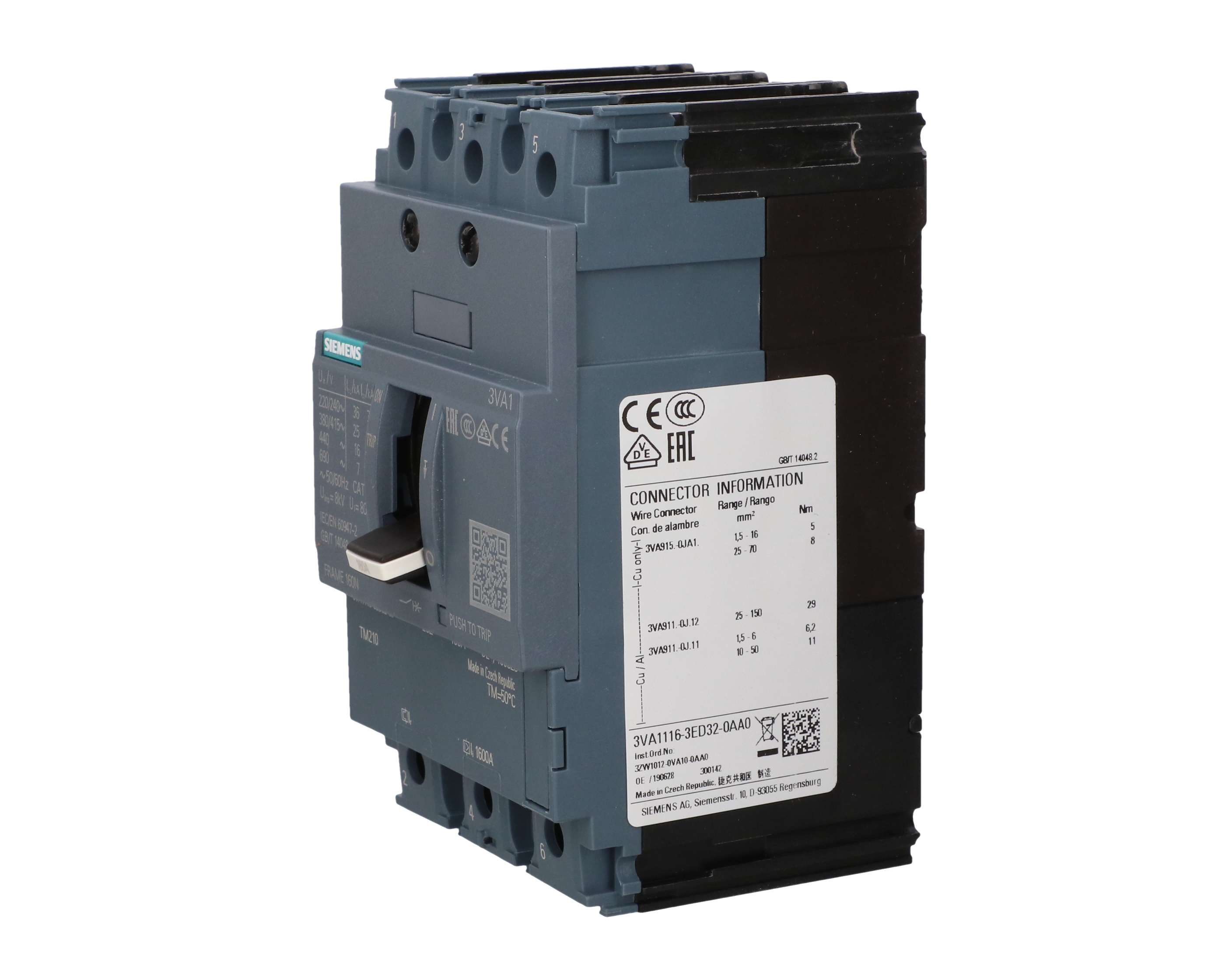 Wyłącznik mocy 3P 160A Icu=25kA 415V AC wyzwalacz TM210 LI przyłącza ...
