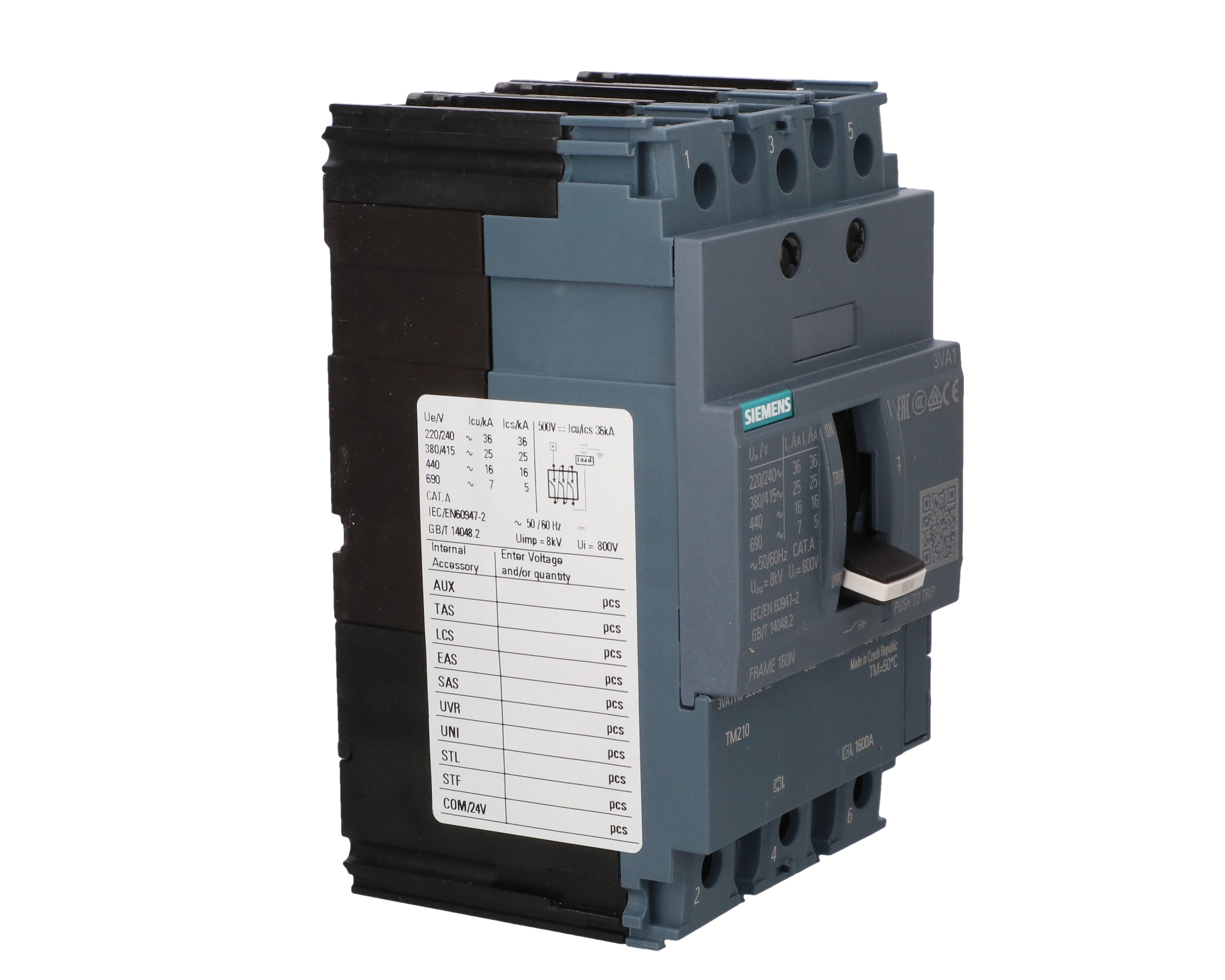 Wyłącznik mocy 3P 160A Icu=25kA 415V AC wyzwalacz TM210 LI przyłącza ...