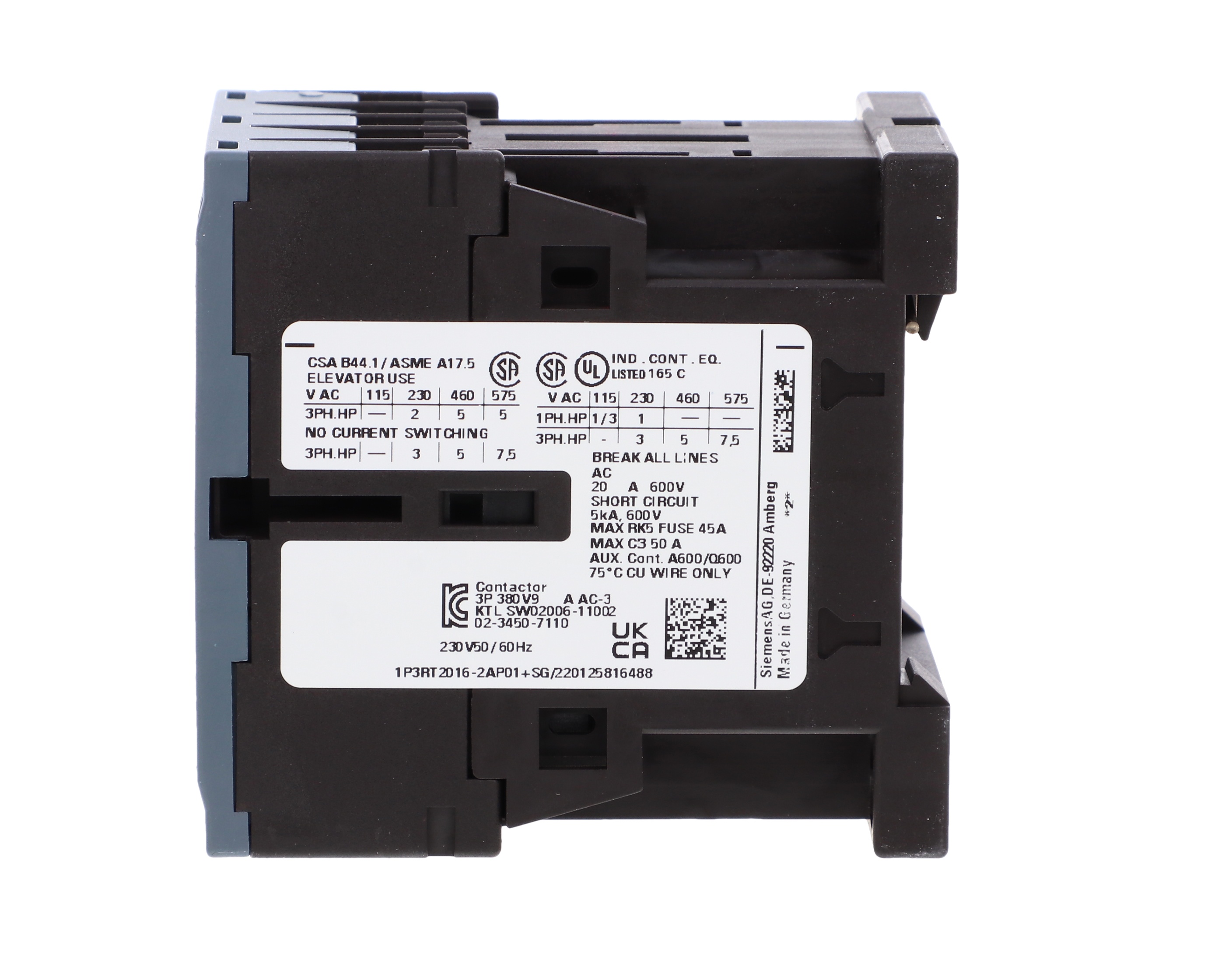 Siemens 3RT1016-2AP01 SIEMENS CONTACTOR, AC-3, 9A, 4KW/400V, 1NO