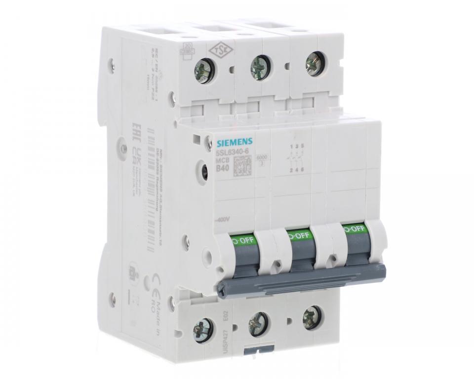 Wyłącznik nadprądowy 3P B 40A 6kA AC 5SL6340-6 – SIEMENS | TIM SA