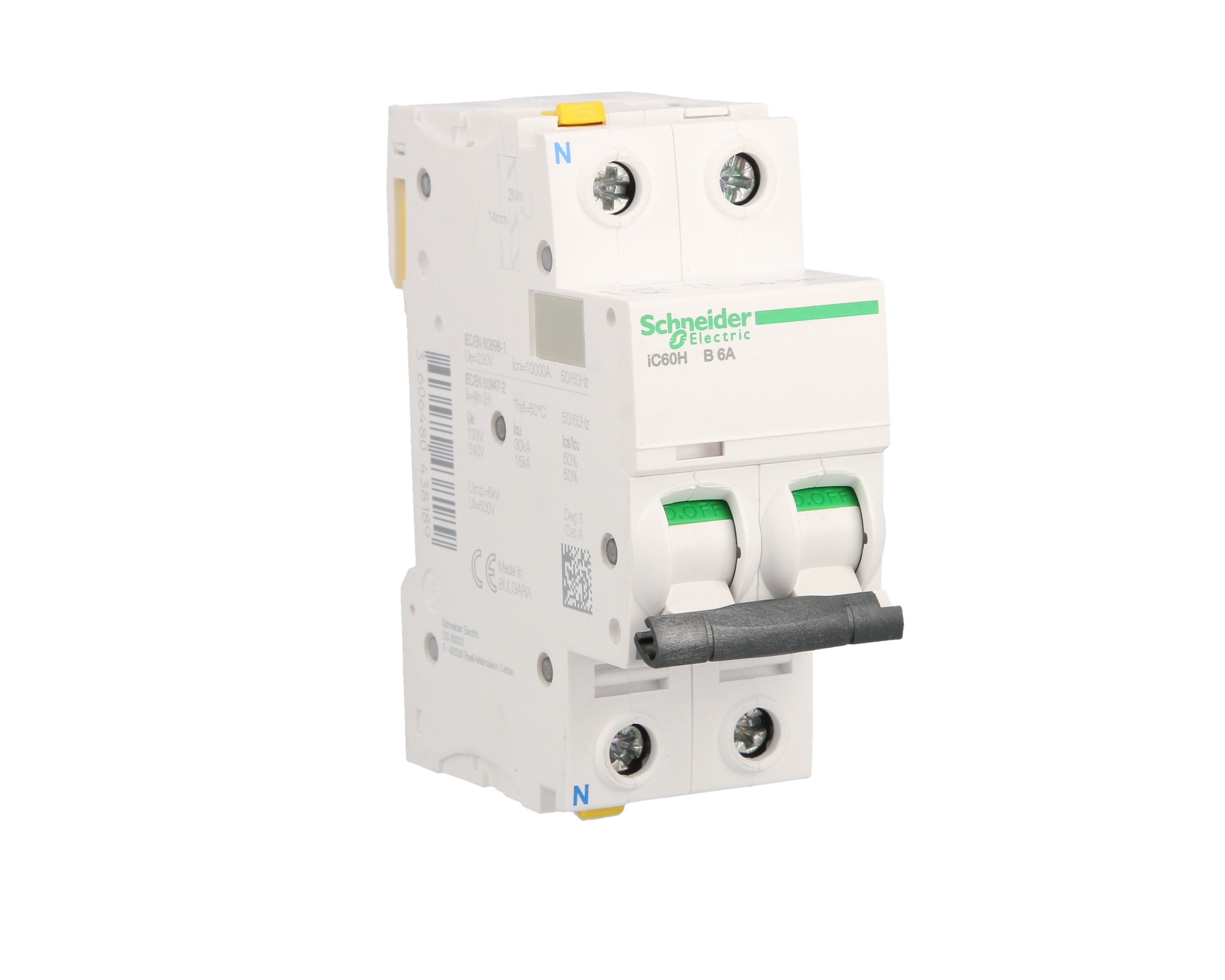 Wyłącznik nadprądowy 1P+N B 6A 10kA AC iC60H-B6-1N A9F06606 – Schneider ...