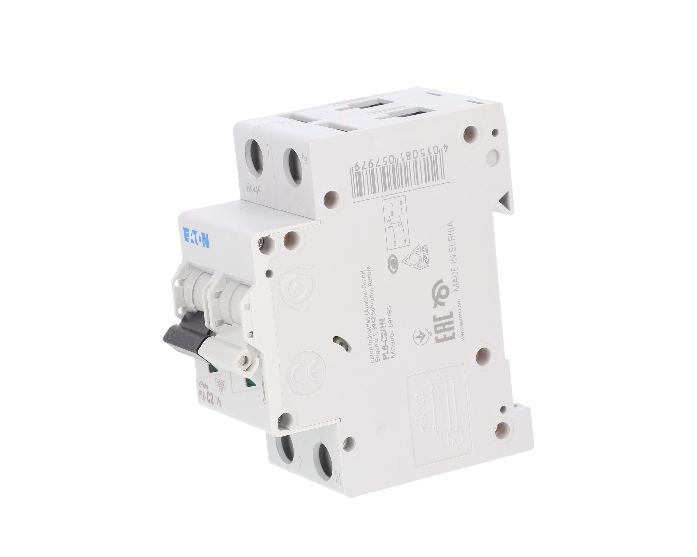 Wyłącznik nadprądowy 1P+N C 2A 6kA AC PL6-C2/1N 106029 – EATON | TIM SA
